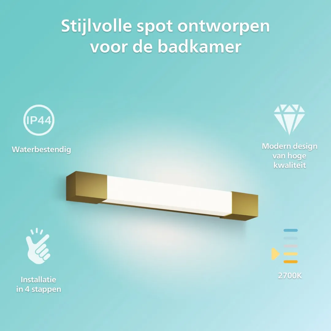 Philips Rover Spiegelverlichting 5W IP44 - Messing
