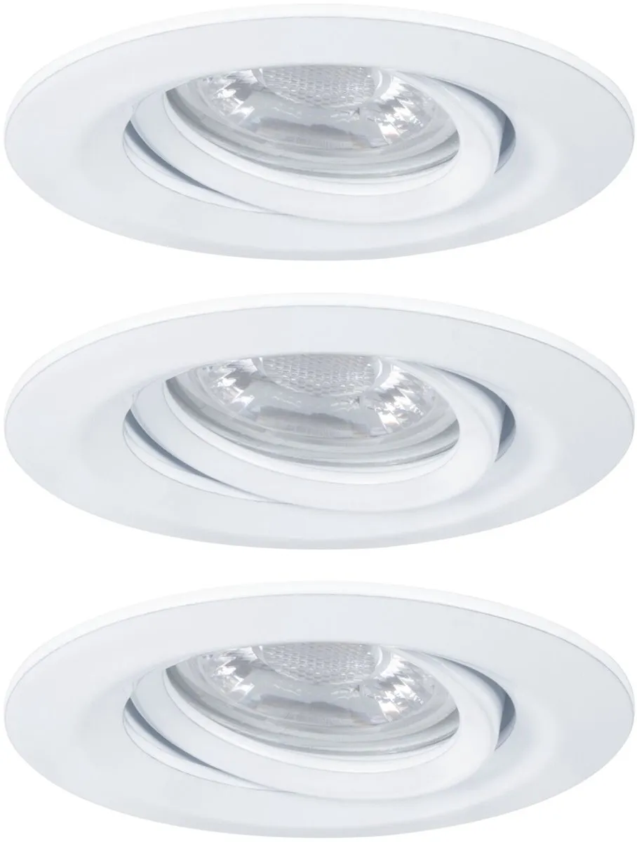 Paulmann LED-inbouwlamp Easy Dim Nova Mini Plus Coin Basisset 3x4,2W - 300lm - 2700K - Wit mat