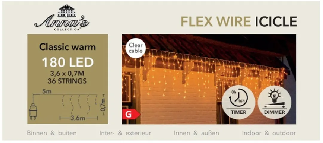 Anna's Collection IJspegelverlichting 180LED - 2x 360x70cm - Warm wit