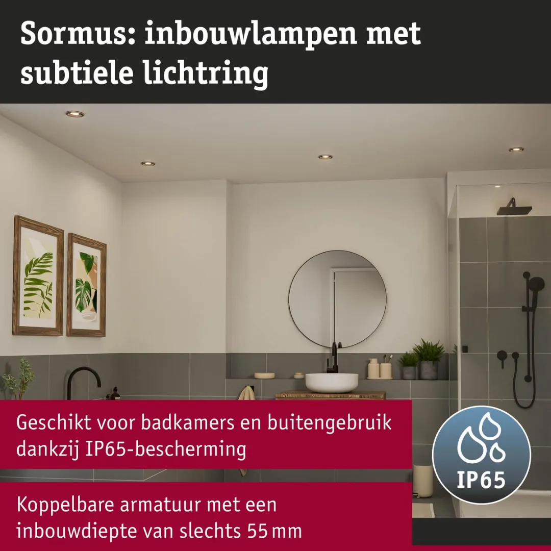 Paulmann Sormus LED Inbouwlamp 4,8W 300lm 100mm - Zwart
