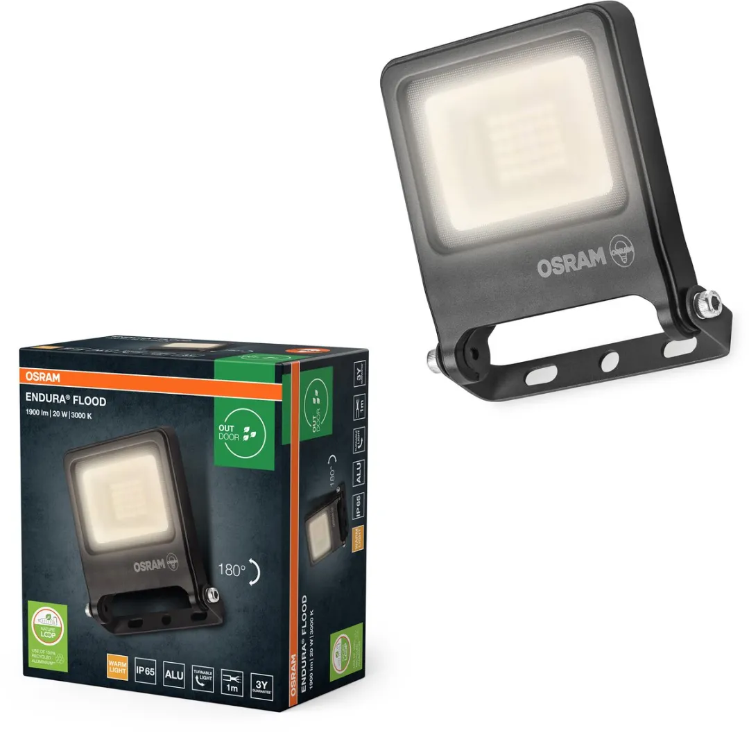 Osram Endura Flood PC 20W LED-schijnwerper 1800lm - 3000K - Grijs