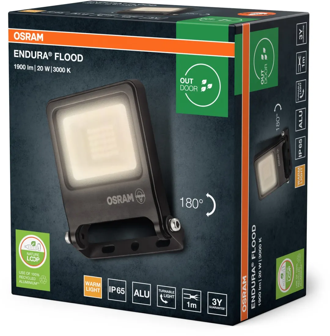 Osram Endura Flood PC 20W LED-schijnwerper 1800lm - 3000K - Grijs