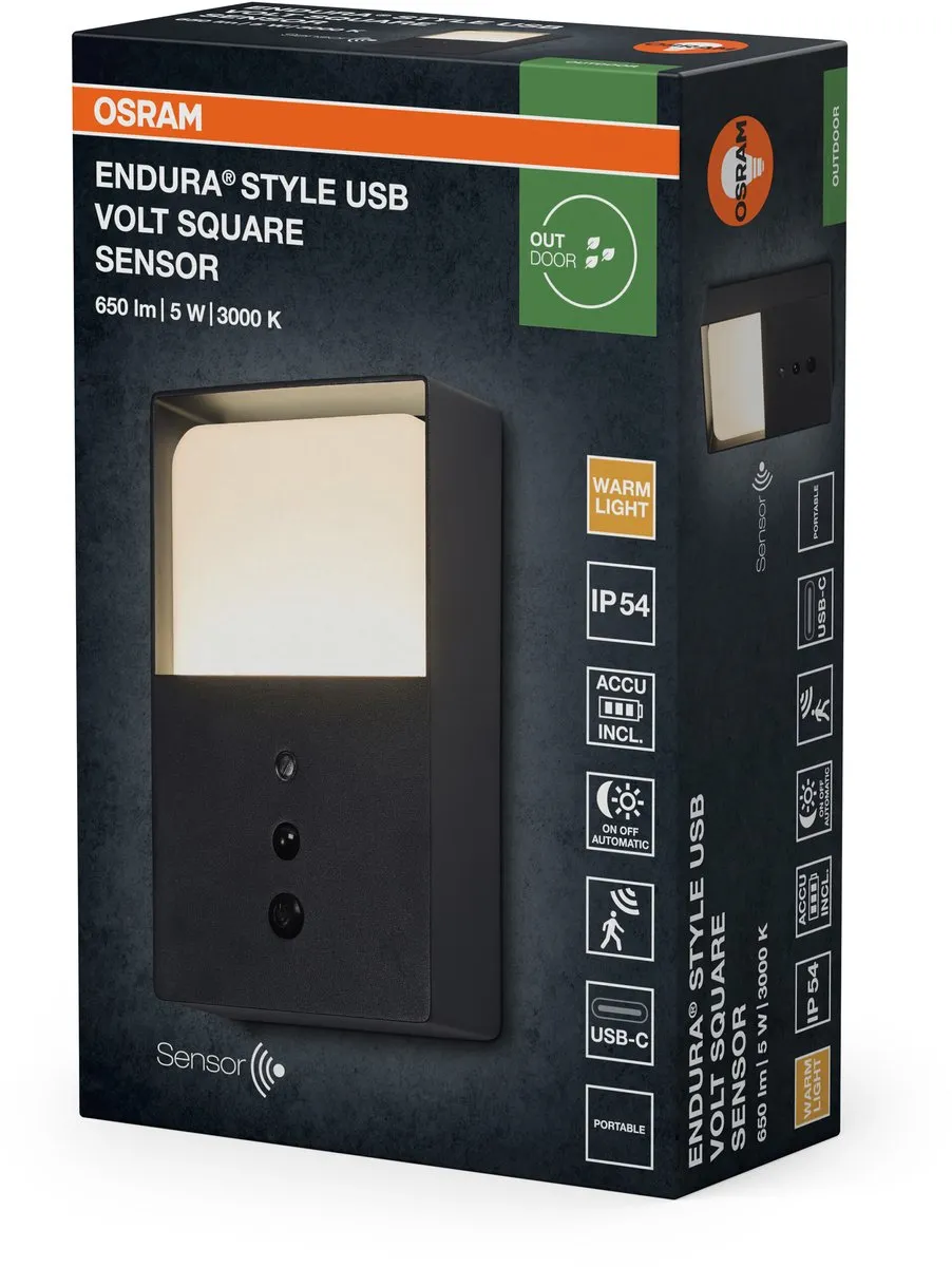 Osram Endura Style USB Volt Square Sensor IP54 - 1 Lichtpunt - 3000K