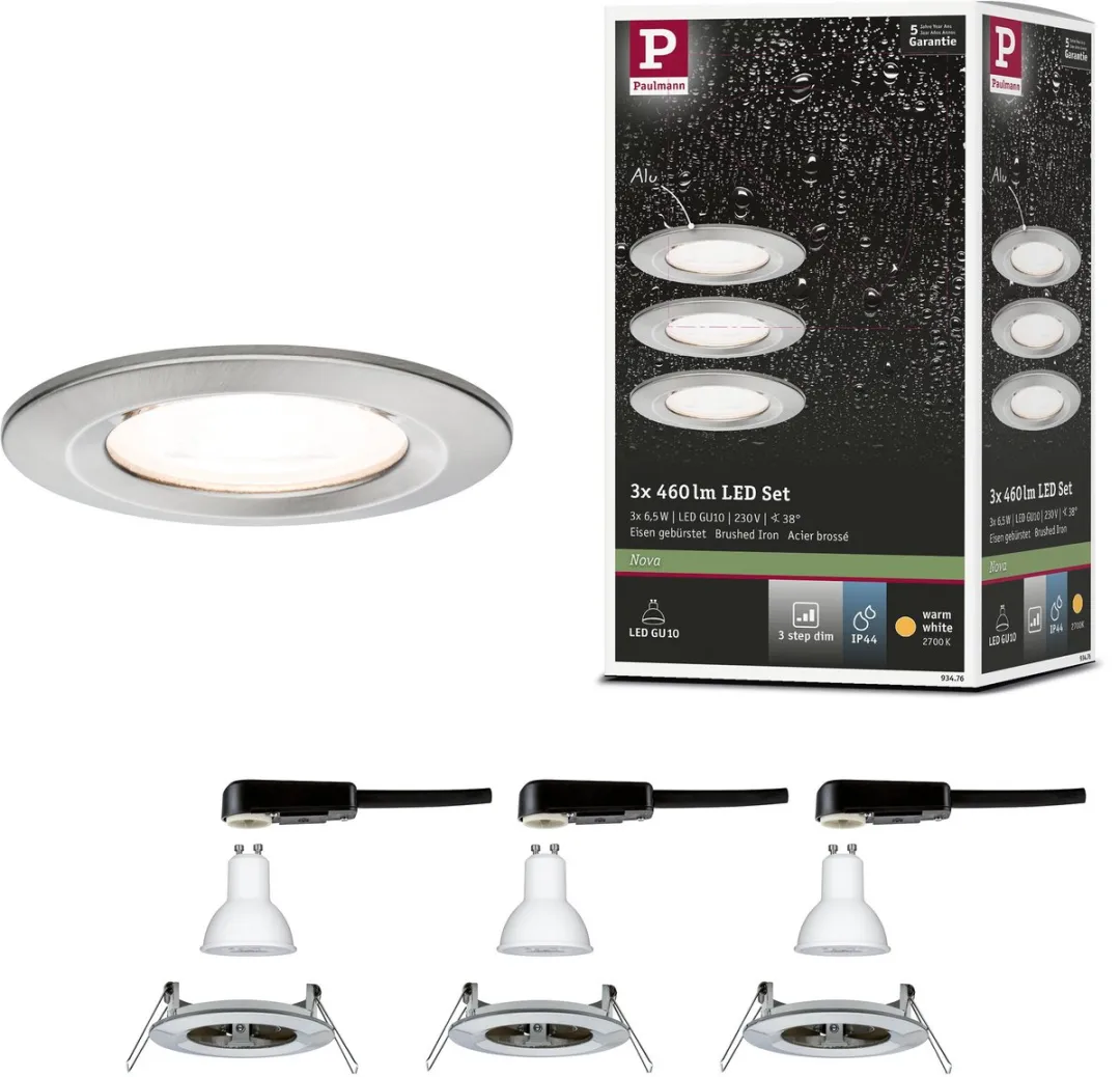 Paulmann Nova Basisset LED-inbouwlamp 3x6,5W 460lm 2700K