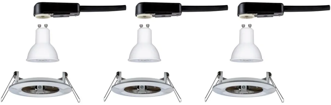 Paulmann Nova Basisset LED-inbouwlamp 3x6,5W 460lm 2700K - Staal geborsteld - afbeelding 6 van 6