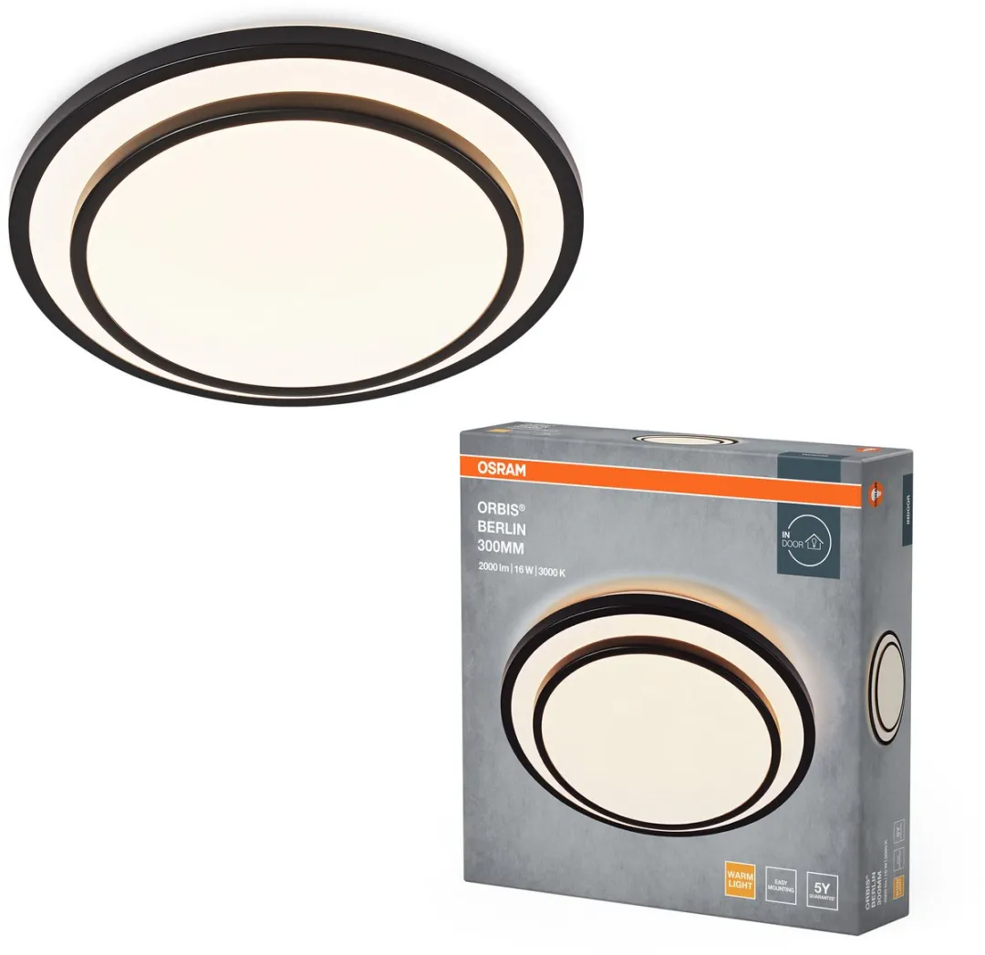 Osram Orbis Berlin LED Plafondlamp 300mm - 16W 2000lm - Zwart