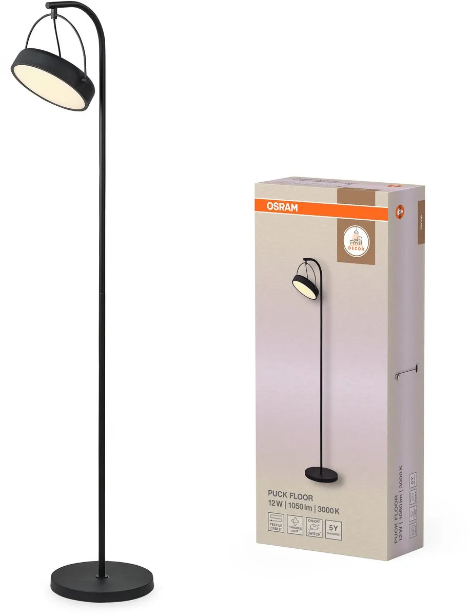 Osram Decor Puck Floor LED Vloerlamp 12W - 590lm - Zwart