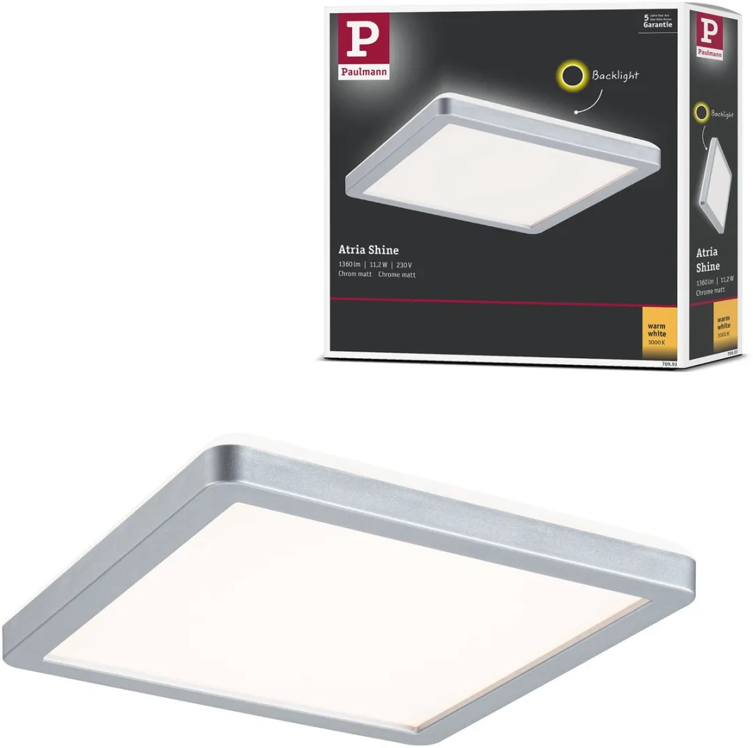 Paulmann Atria Shine LED-paneel 11,2W 900lm 3000K - Chroom mat