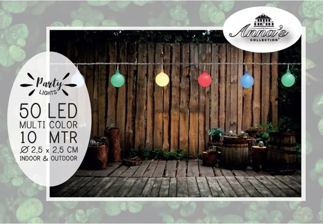 Anna's Collection Feestverlichting Lichtsnoer 10m - 50 LED Multicolor - 2 Stuks