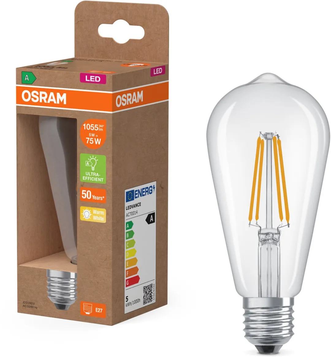Osram Classic Globe LED 7.2W E27 1521lm Warm Wit