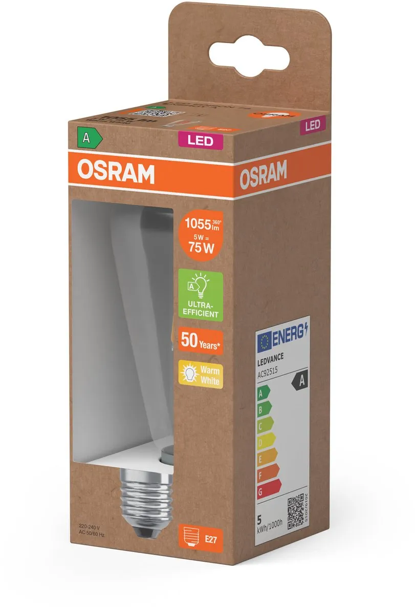 Osram Classic Globe LED 7.2W E27 1521lm Warm Wit - afbeelding 6 van 6