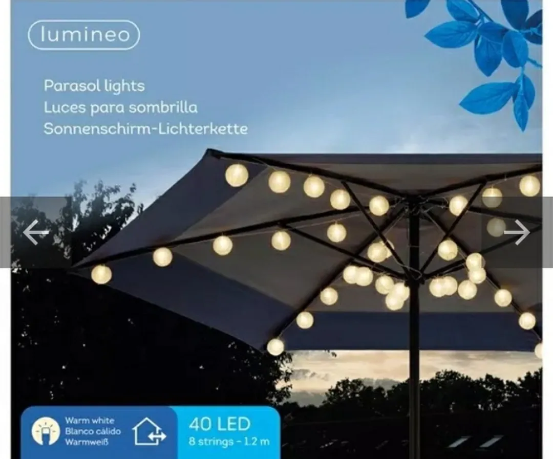 Lumineo LED Parasol Partylight 120cm - 10.000 Lichtpunten