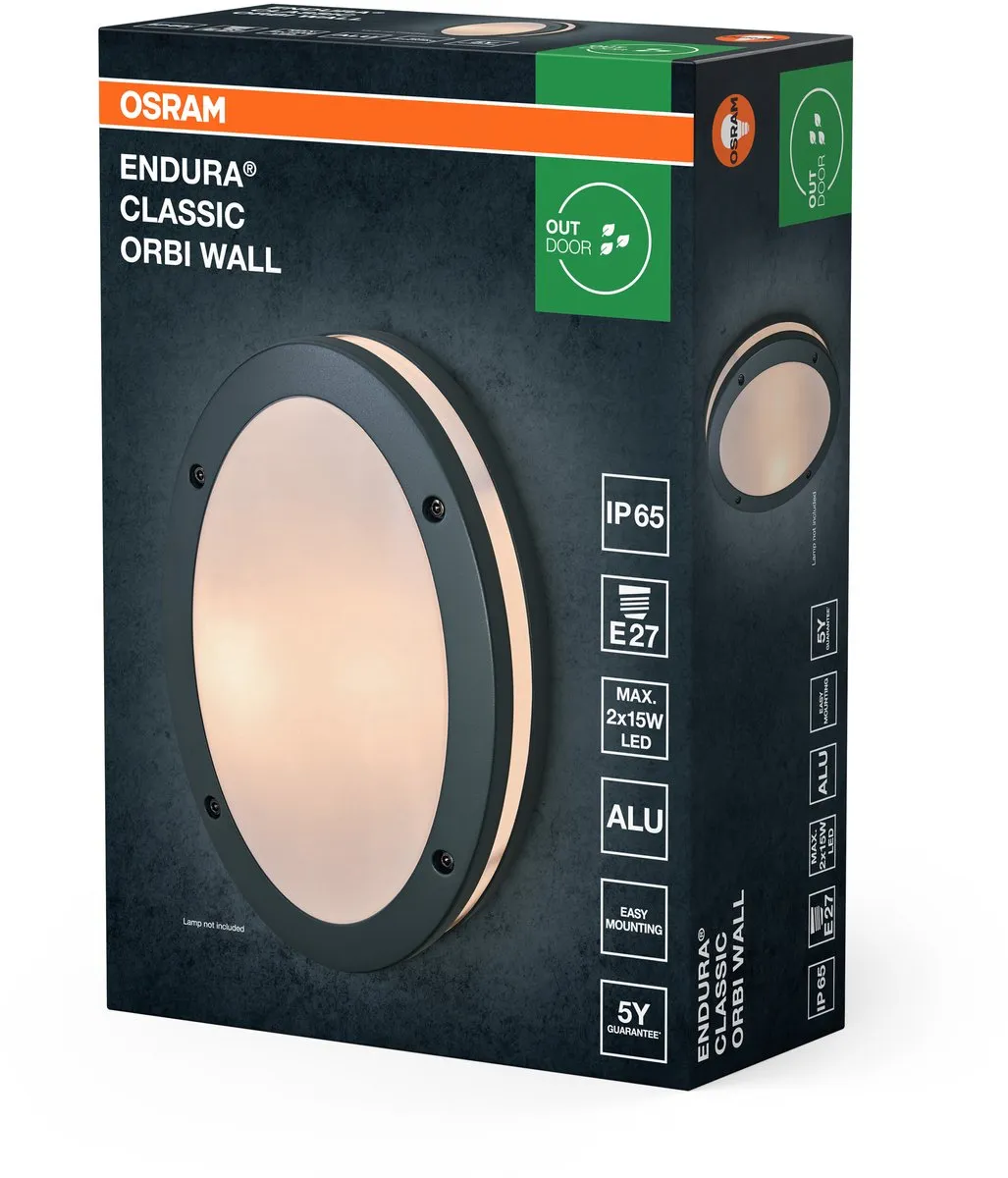Osram Endura Classic Orbi Wandlamp E27 - Donkergrijs - IP65 - afbeelding 6 van 6