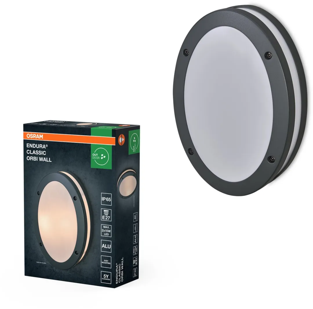 Osram Endura Classic Orbi Wandlamp E27 - Donkergrijs - IP65