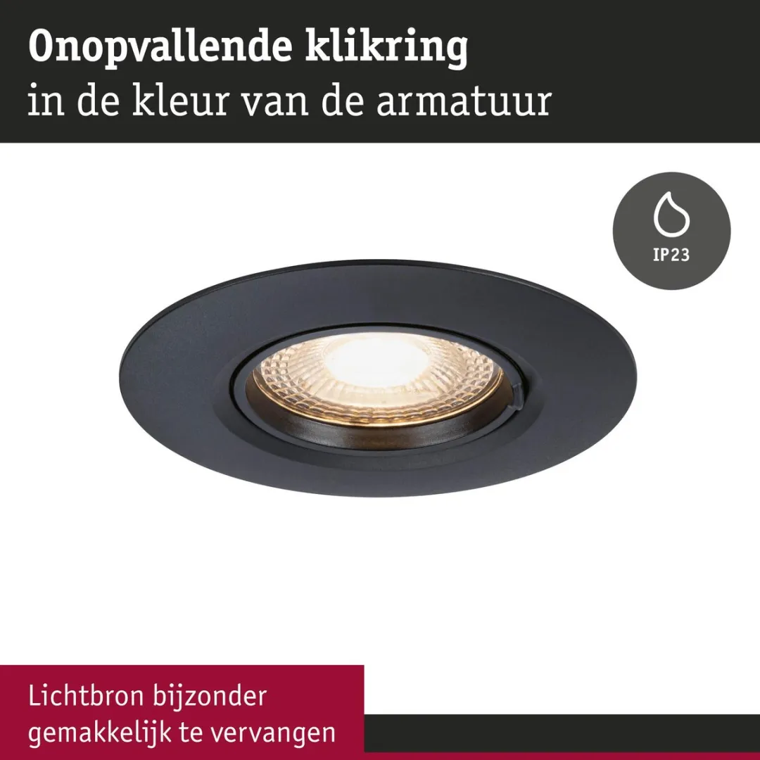 Paulmann Inbouwlamp Set 10x Star Rond 90mm GU10 10x10W - Zwart