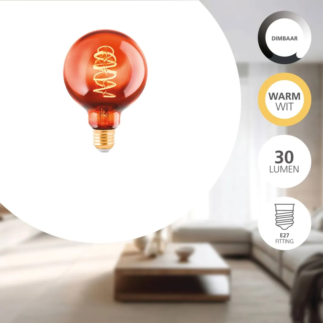 Eglo LED Lamp E27 - Ø9,5cm - Koper - 2000K - Dimbaar