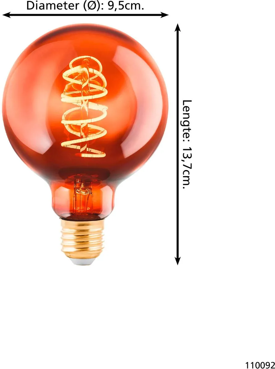 Eglo LED Lamp E27 - Ø9,5cm - Koper - 2000K - Dimbaar - afbeelding 6 van 6