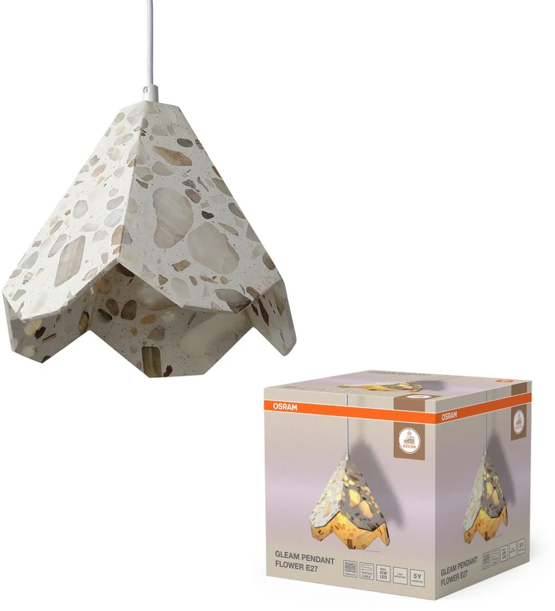 Osram Decor Gleam Hanglamp Bloem E27 - Wit - Terrazzo