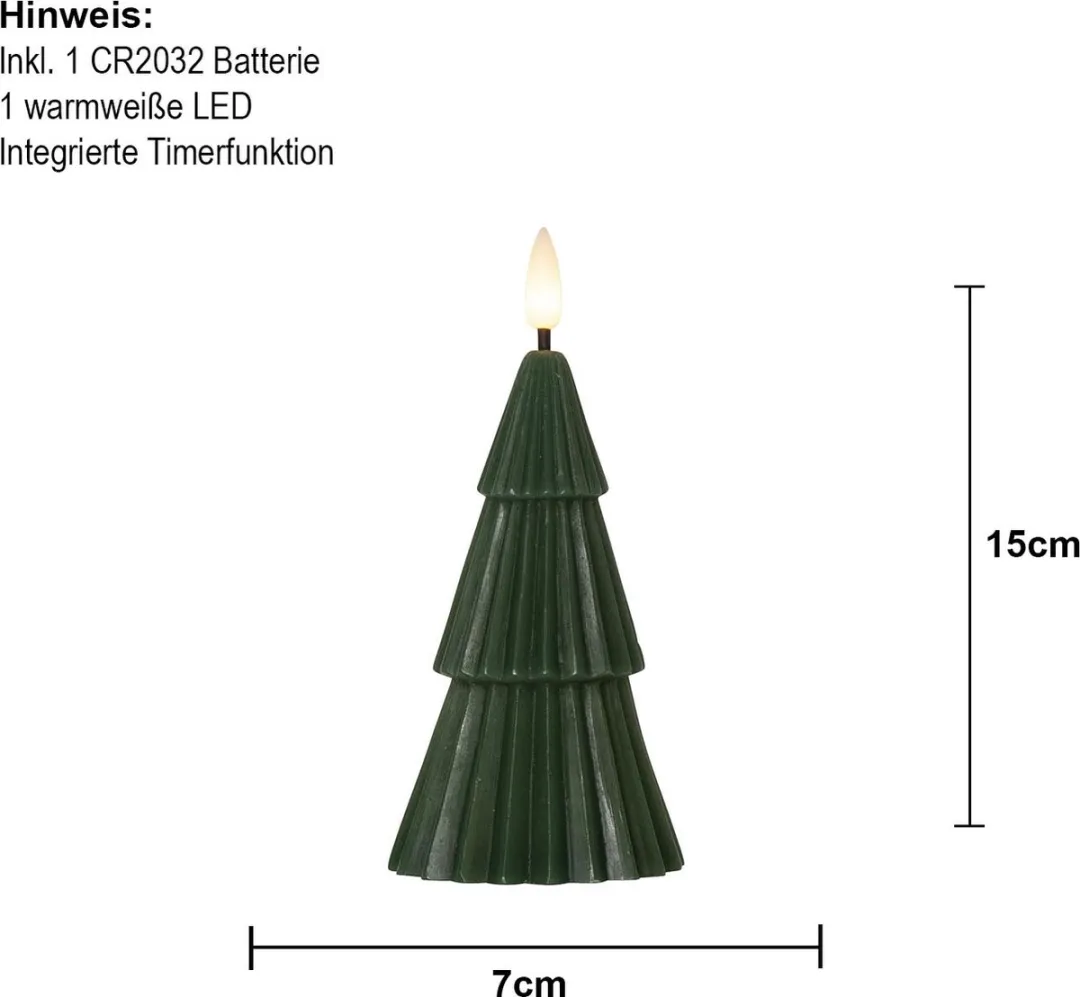 Star Trading Grany LED Zuilkaars 15cm - Warm wit - Timer - Groen