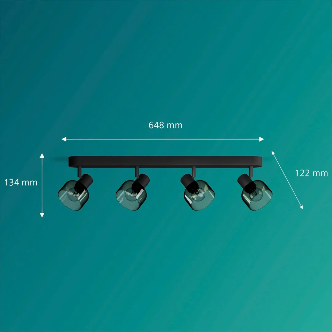 Philips Sleet Opbouwspot Zwart - 4x E14 Warmwit 2700K