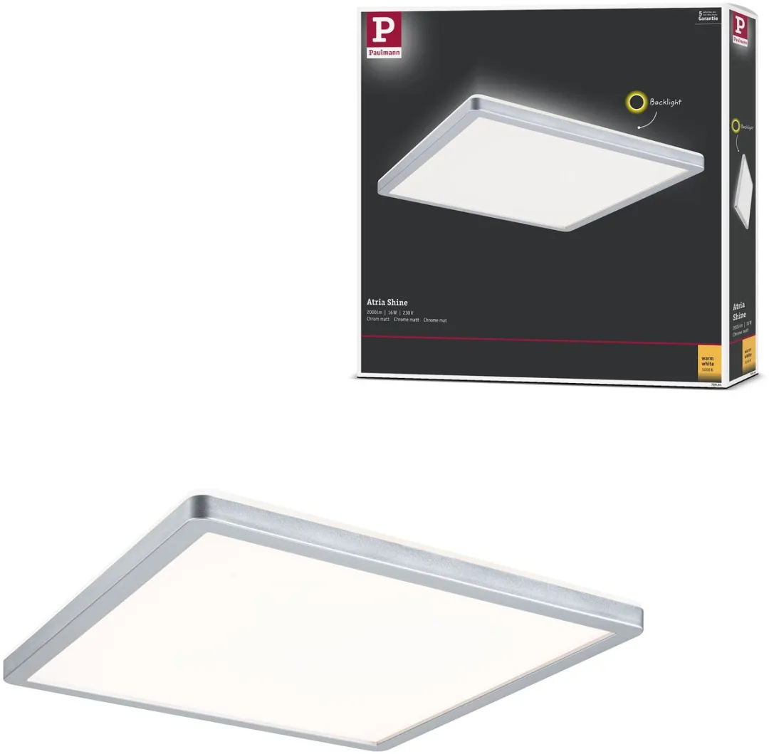 Paulmann Atria Shine LED-paneel 16W 1600lm 3000K - Chroom mat