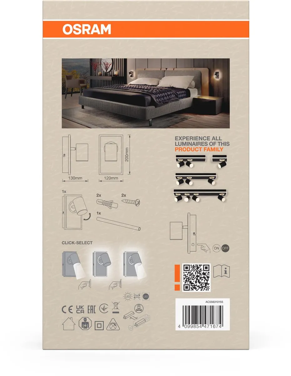 Osram Decor Spot Mars CLICK-SELECT - 16,5W 540lm Warm Wit - Zwart