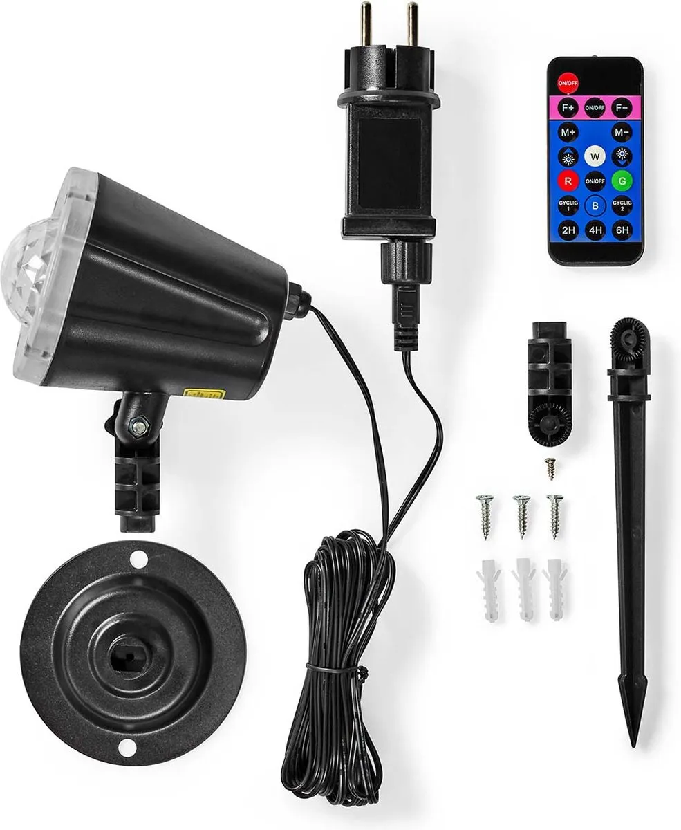 Nedis LED Laserprojector Prikspot Grondspot - Multicolor - Zwart