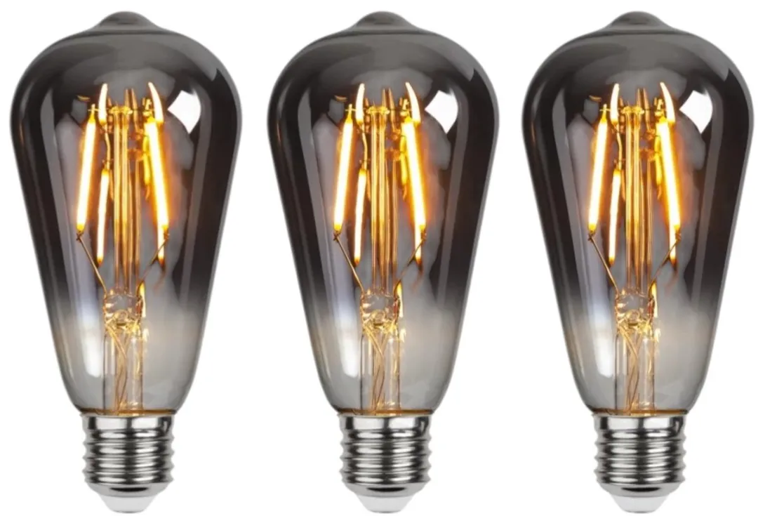 Star Trading Druppel-Edison E27 1.8W Rookglas - 3 Stuks