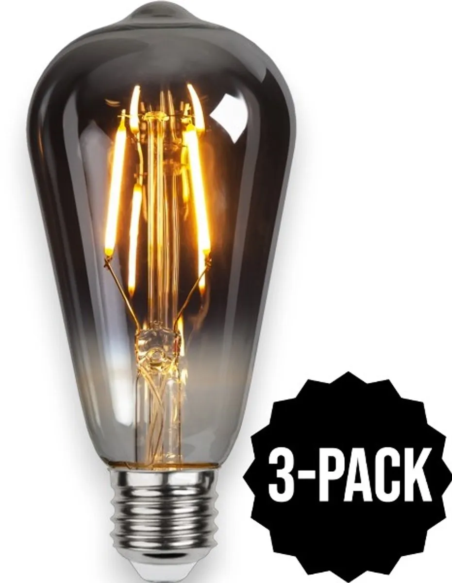 Star Trading Druppel-Edison E27 1.8W Rookglas