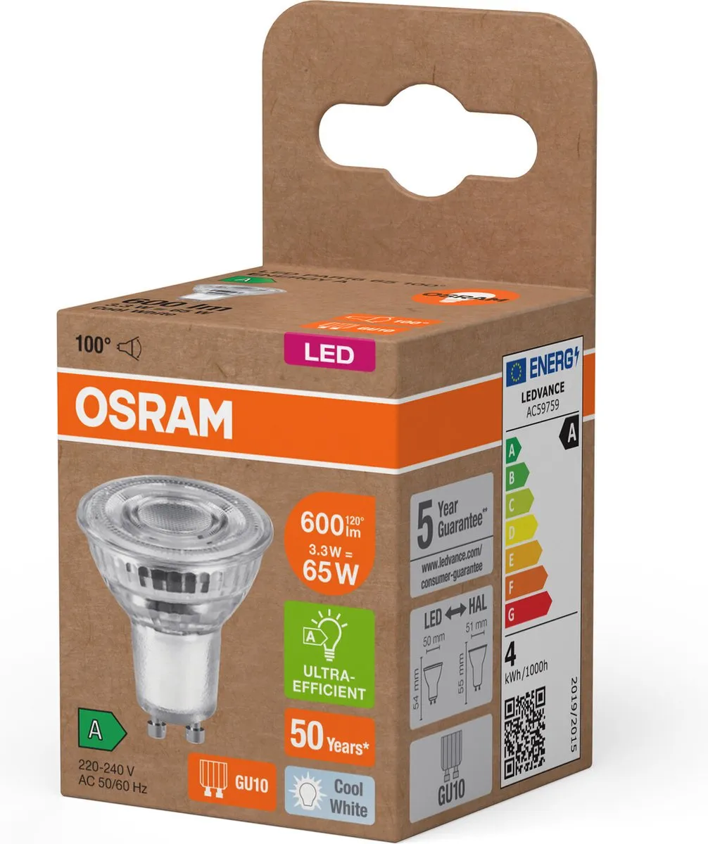 Osram PAR16 LED Reflectorlamp 3,3W 600lm GU10 Koelwit - afbeelding 6 van 6