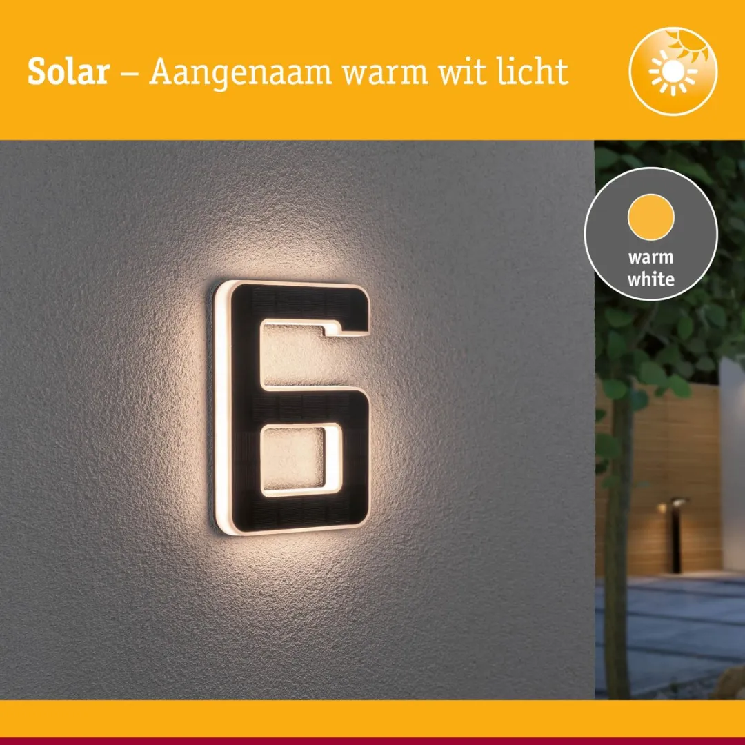 Paulmann Solar LED Huisnummerverlichting 6lm IP44 - Zwart - afbeelding 6 van 6