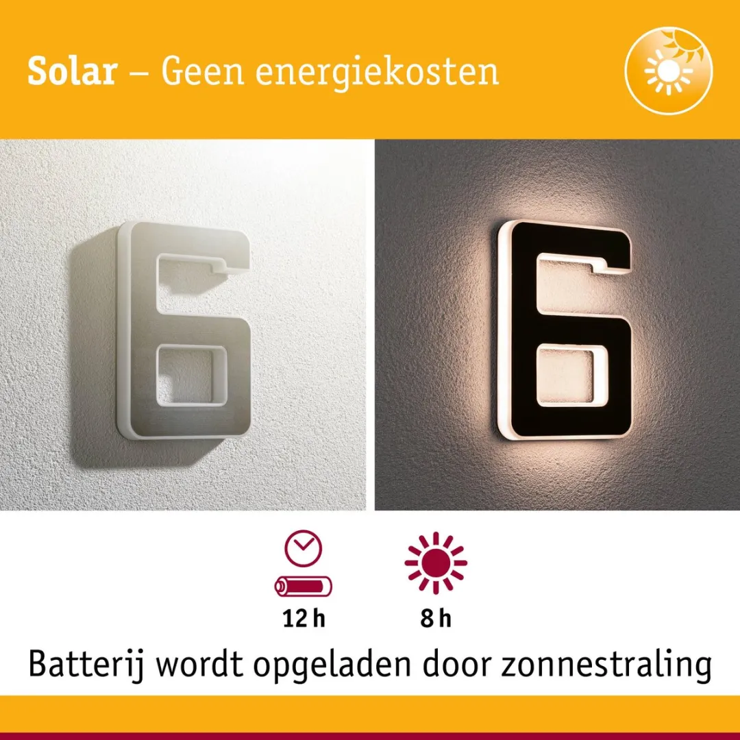 Paulmann Solar LED Huisnummerverlichting 6lm IP44 - Zwart