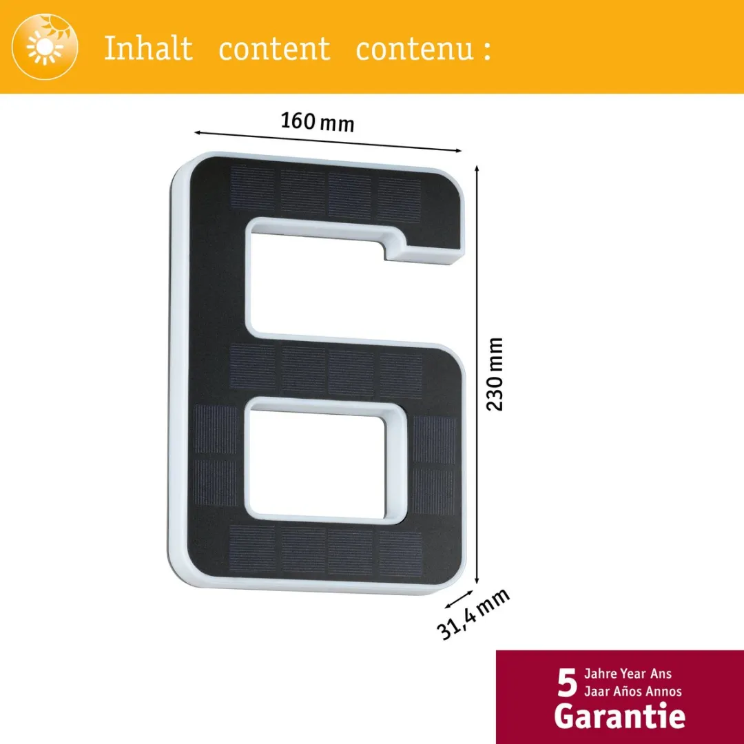 Paulmann Solar LED Huisnummerverlichting 6lm IP44 - Zwart