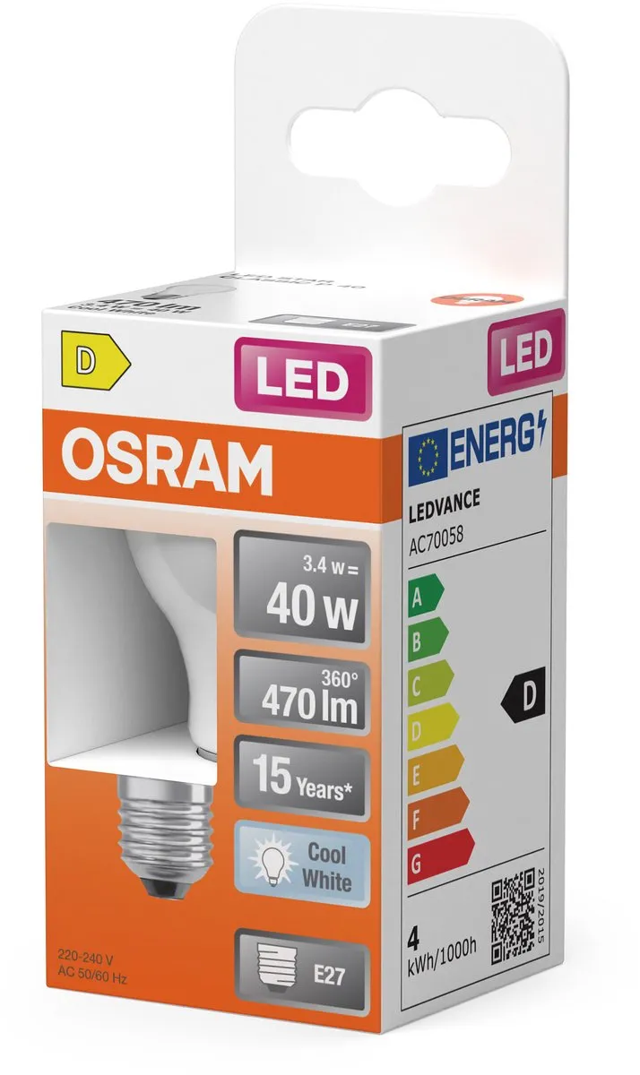 Osram LED-lamp Star Globe P40 Filament 4000K 3,4W E27 Mat - 470lm