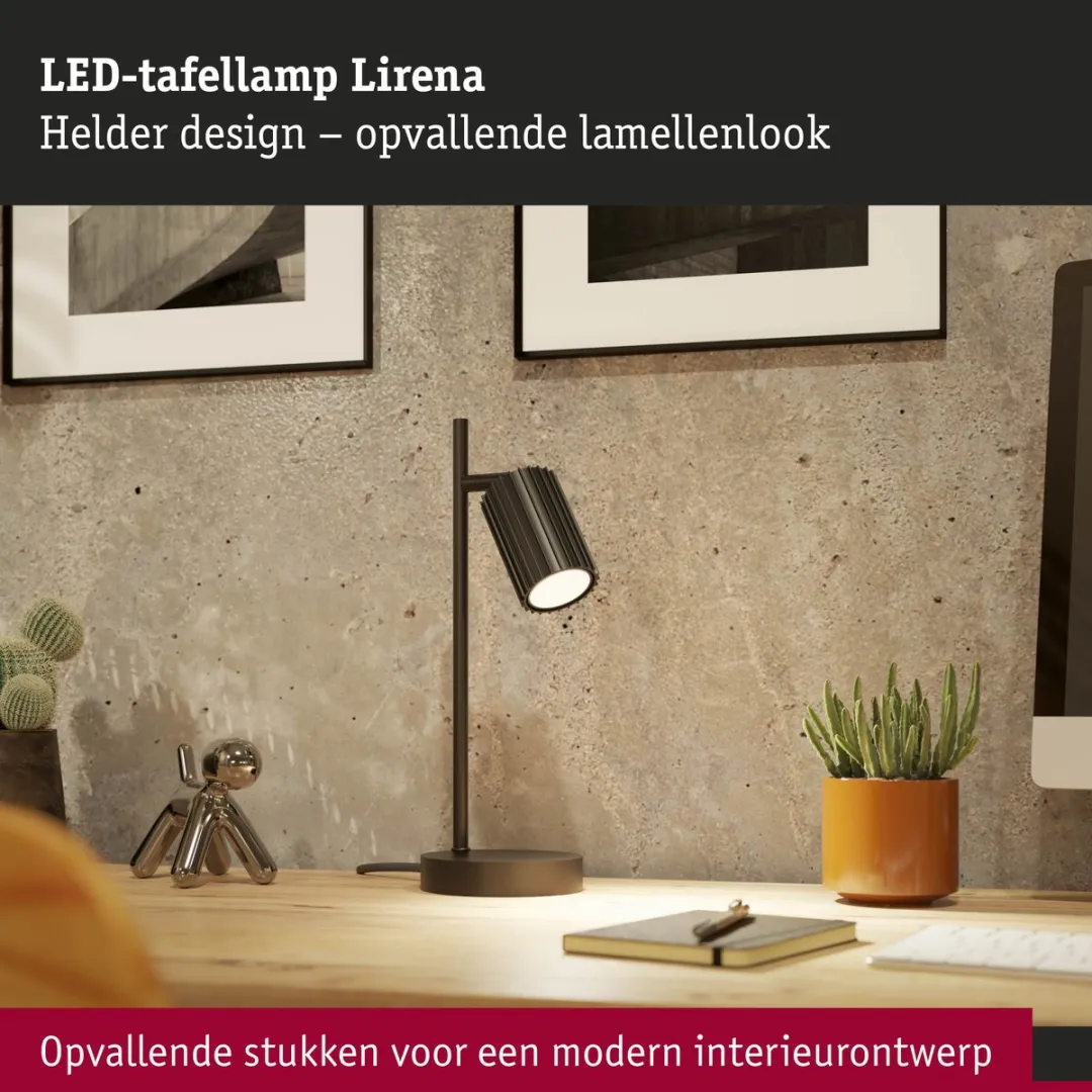 Paulmann Lirena LED Tafellamp GU10 7W - Zwart mat