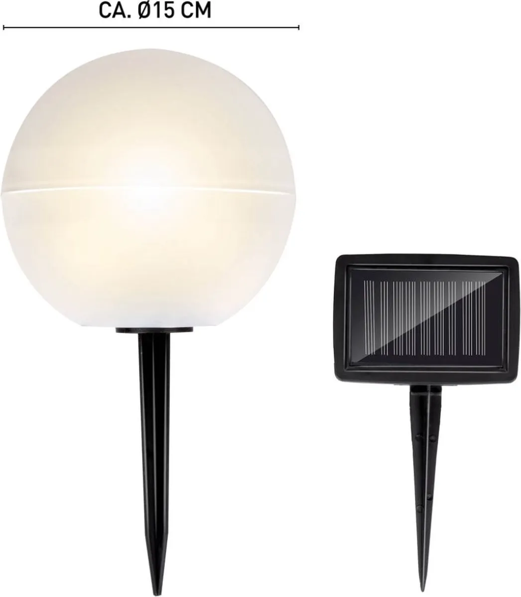 Grundig Lichtbollen voor Buiten 5x - 15cm - Oplaadbaar Zonne-energie - Wit