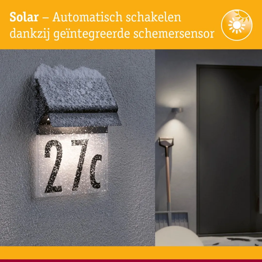 Paulmann Solar LED Huisnummerverlichting Neda IP44 3000K 14lm - Zwart