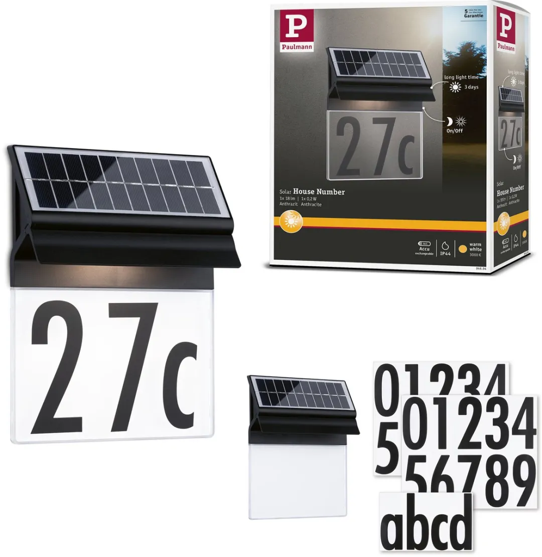 Paulmann Solar LED Huisnummerverlichting Neda IP44 3000K 14lm