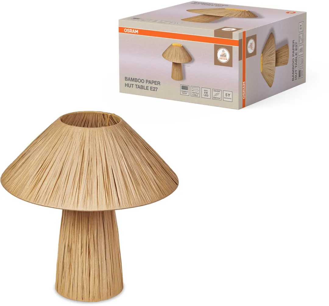 Osram Decor Bamboo Paper Hut Tafellamp E27 - 400mm - Bruin