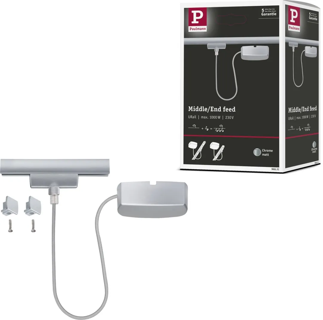 Paulmann URail Systeem Light&Easy Stroomvoeding - Chroom mat