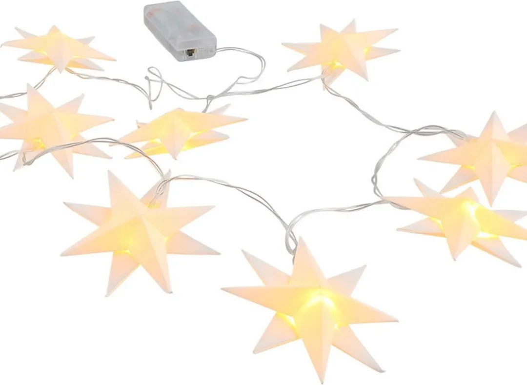 Svenska Living Kerstverlichting Lichtsnoer 10x Witte Sterren - 135cm