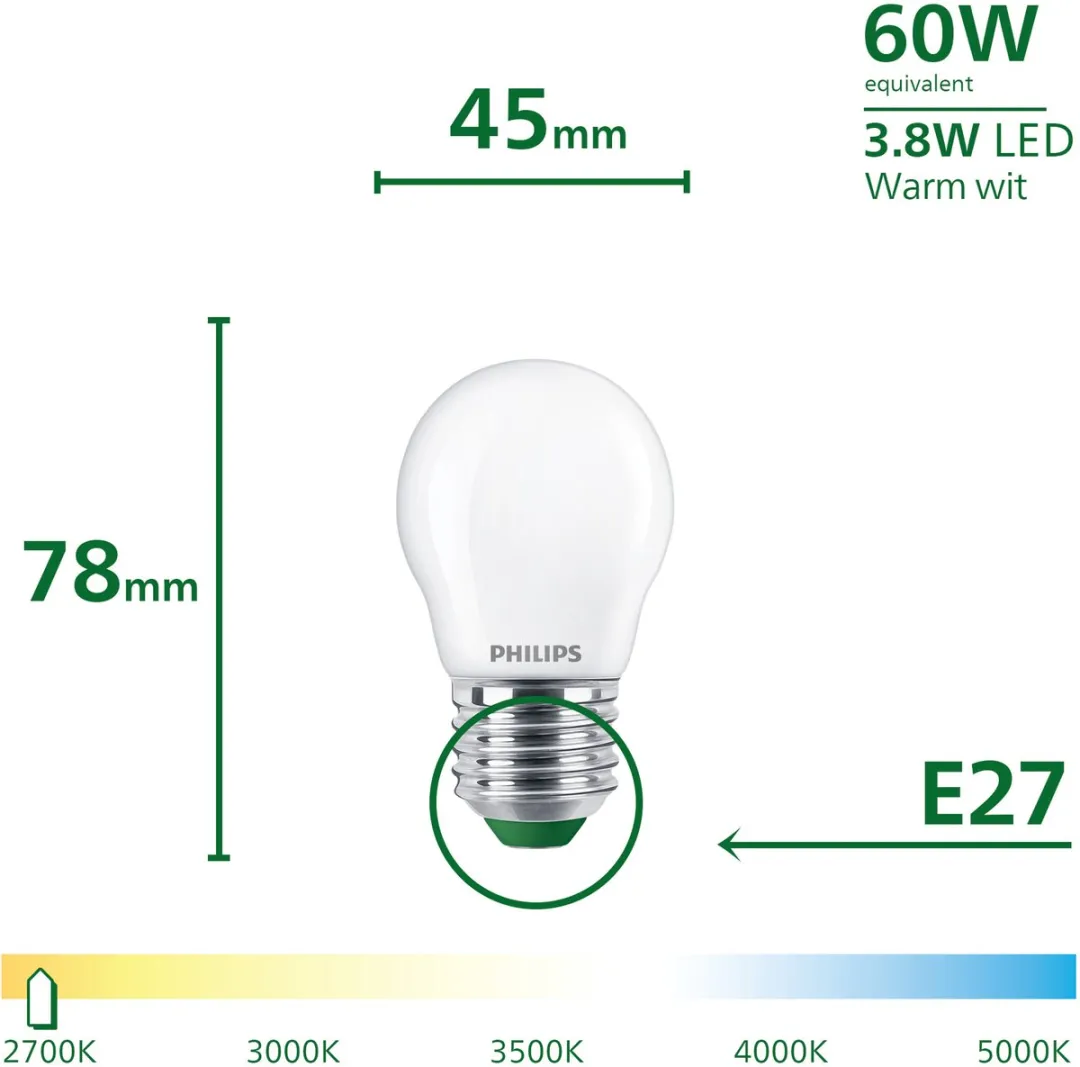 Philips UltraEfficient LED E14 3.8W Warmwit Mat P45