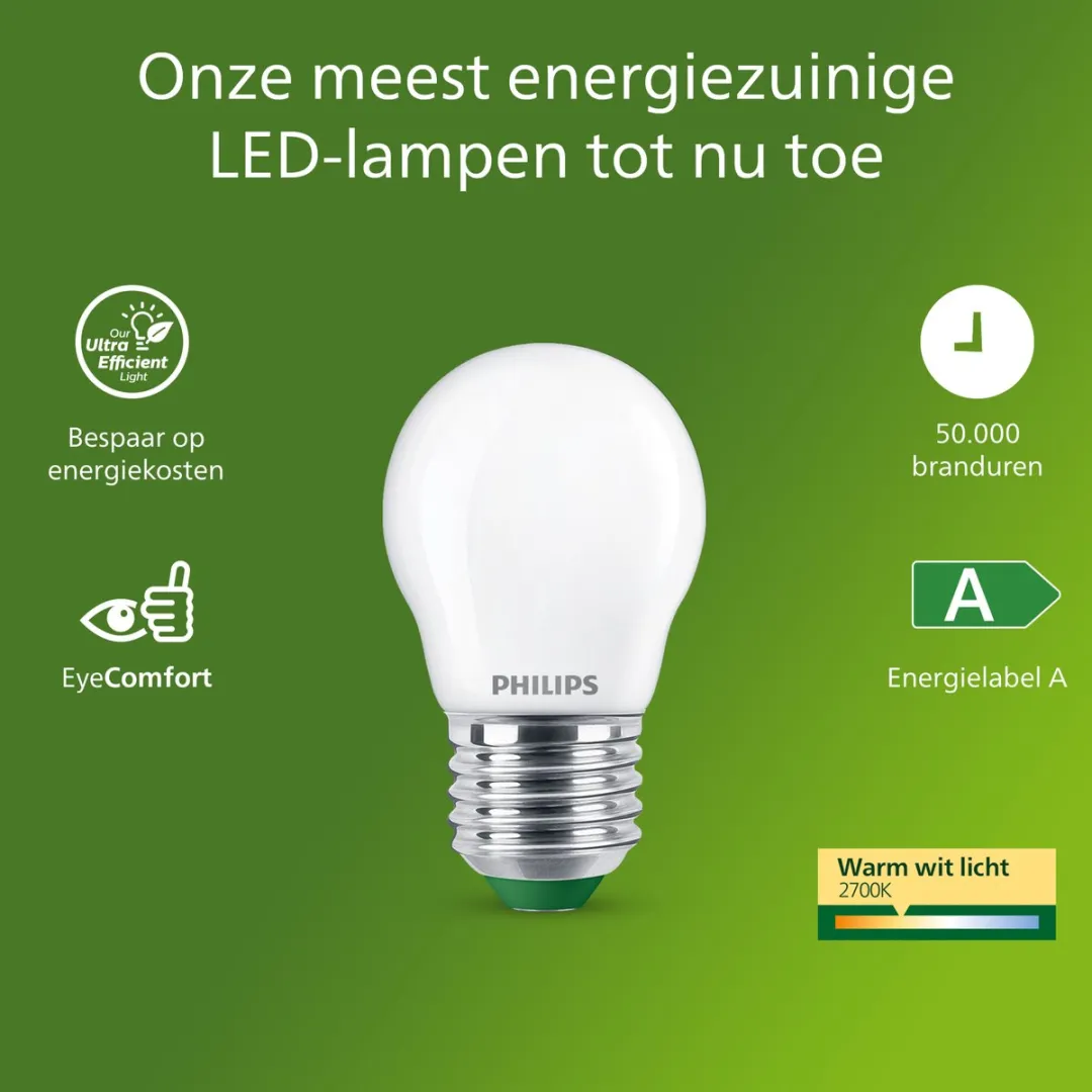 Philips UltraEfficient LED E14 3.8W Warmwit Mat P45