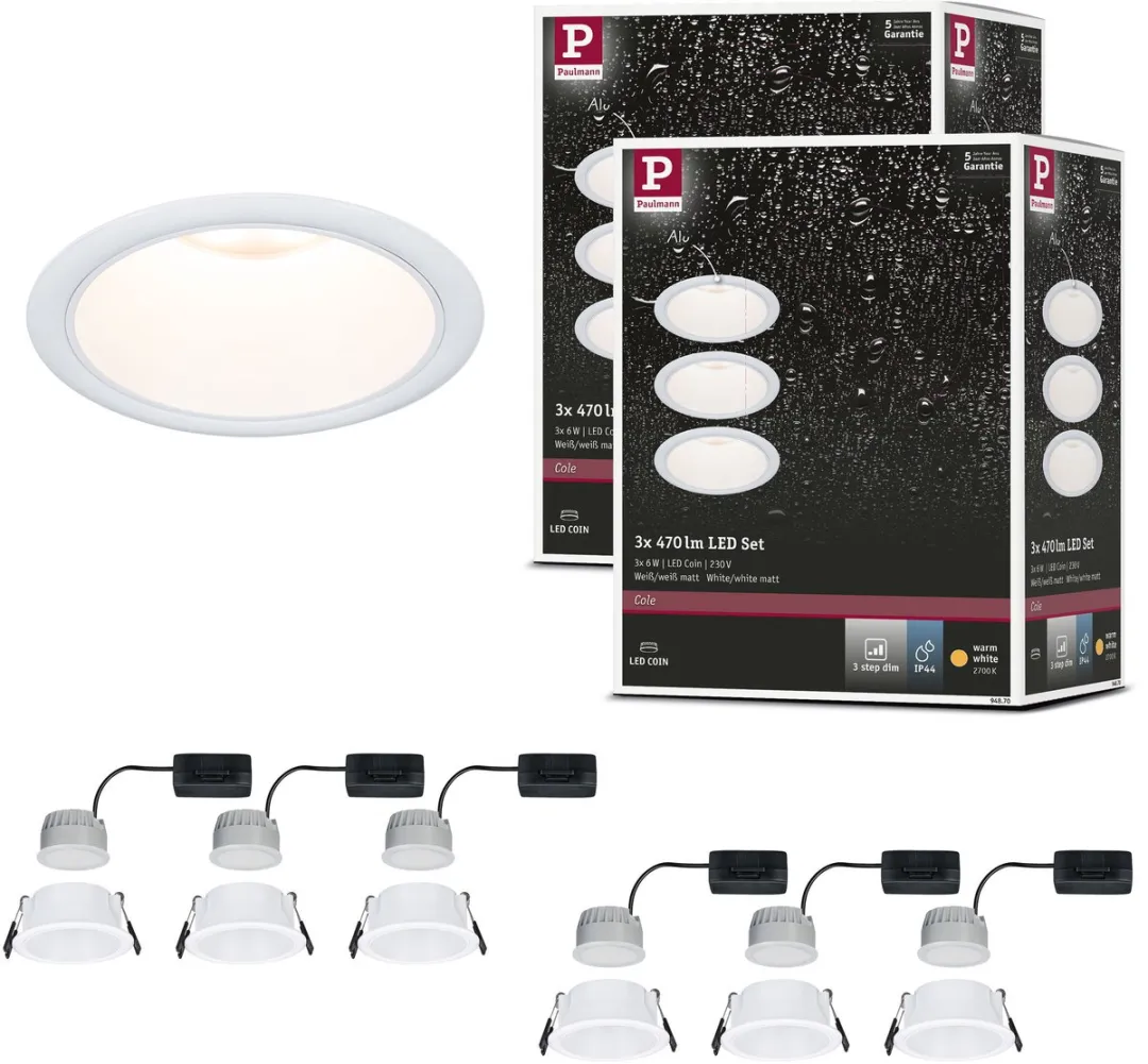 Paulmann Cole Coin Set LED-inbouwlamp 6x6W 470lm 2700K
