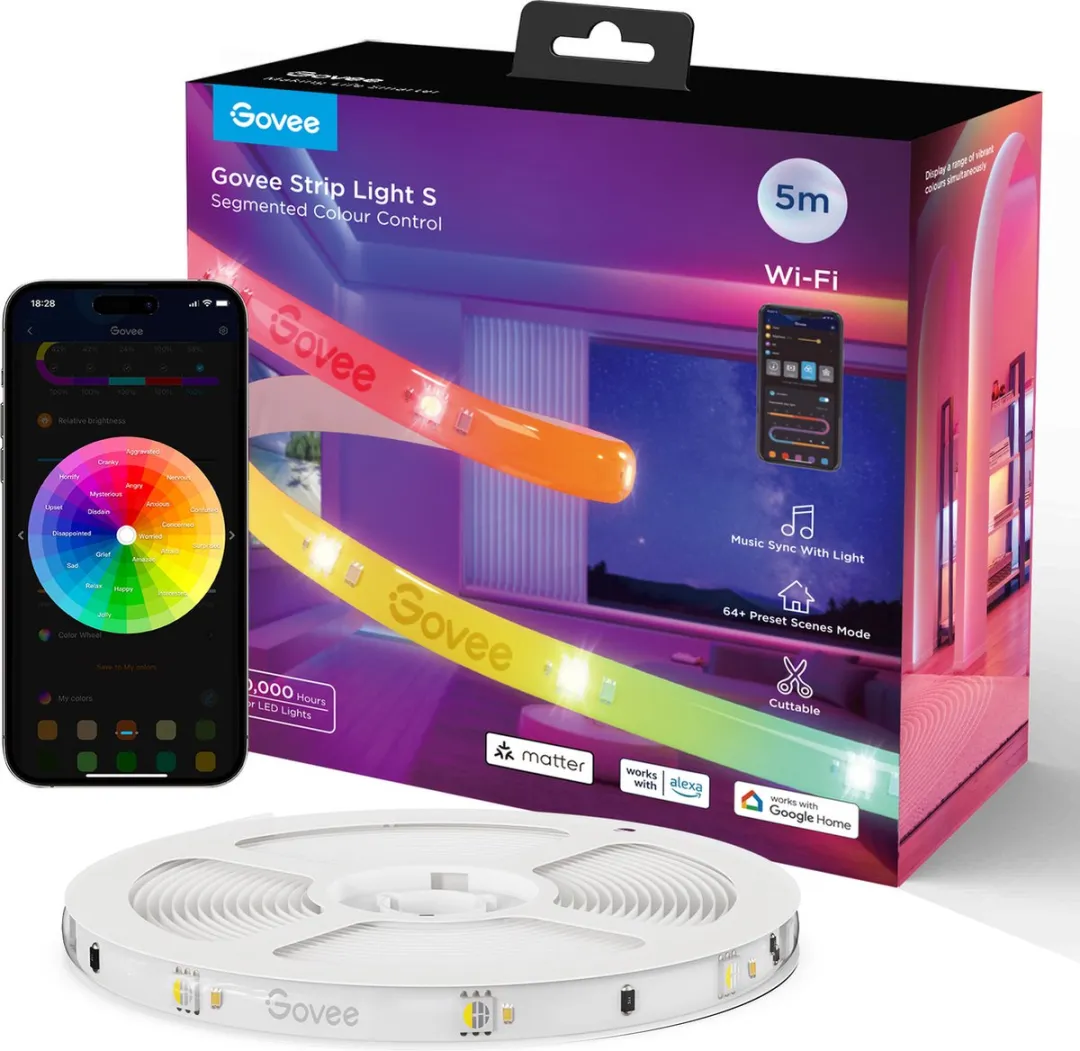 Govee Strip Light S RGBICW LED Strip 5m - Wit