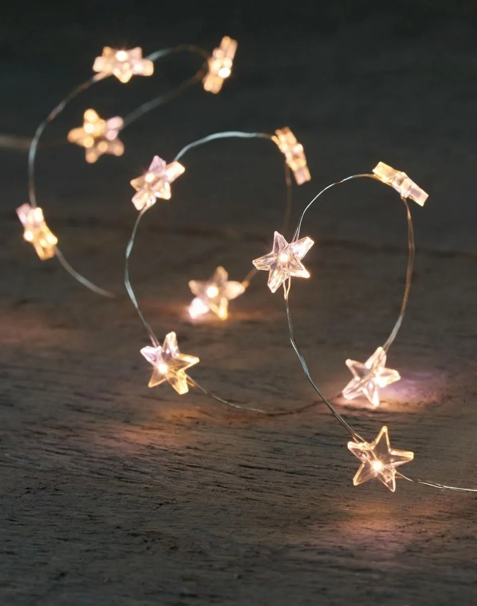 Anna's Collection Draadverlichting Sterren 100cm - 20 LED Warm Wit - Zilverdraad
