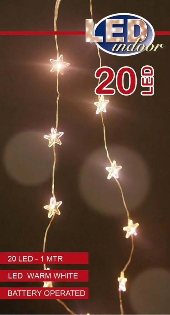 Anna's Collection Draadverlichting Sterren 100cm - 20 LED Warm Wit - Zilverdraad