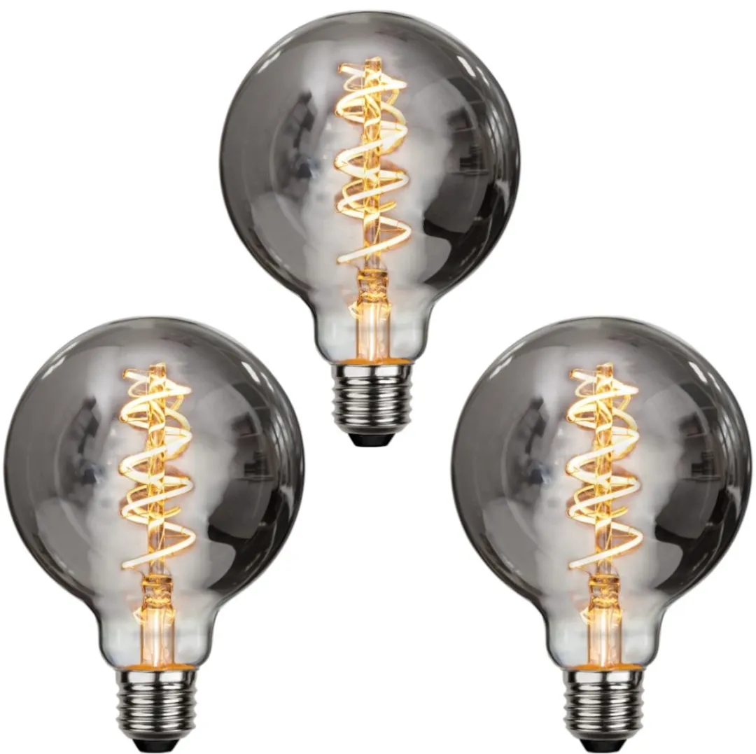 Star Trading G95 Bol E27 2W Super Warm Wit <2200K - 3 Stuks - Rookglas