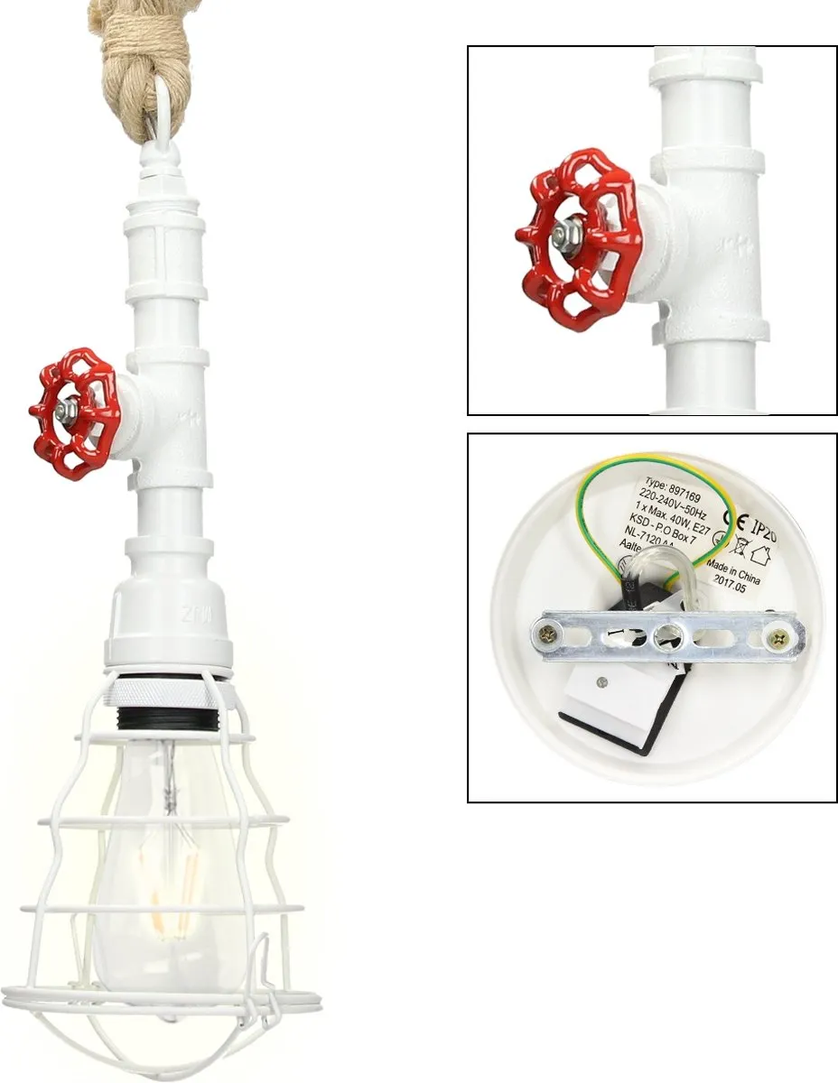Lumineo Hanglamp Brandweerslang 115cm - Bruin