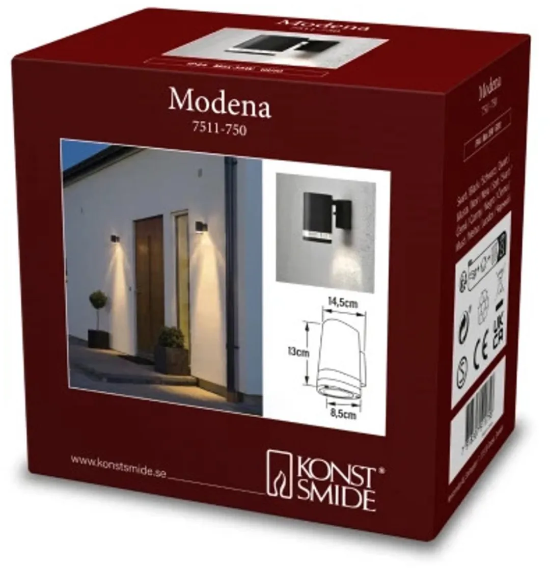 Konstsmide Modena Spotlamp GU10 IP44 - 16cm - Zwart